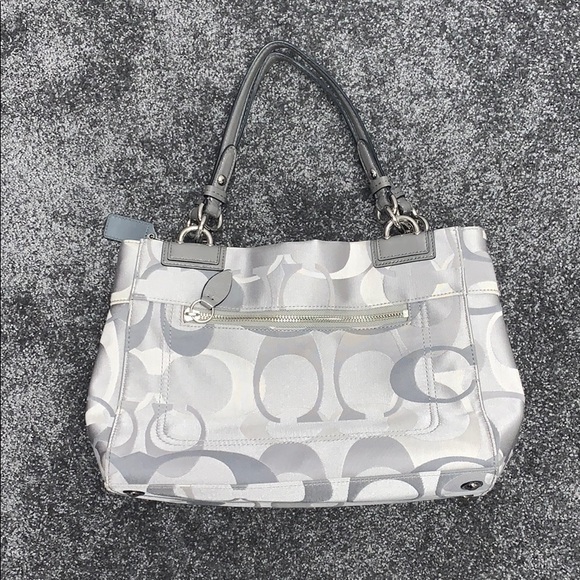 Coach Gray Fabric Satchel w/leather trim. - Picture 5 of 7